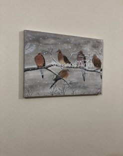 Я продаю копии и оригиналы моих картин; одна называется «Зима», вторая «Женская Душа» «Птицы», «Встреча зимы с весной»A3 40см x 50см, «Зима в горах» Подпись на картинах оригинальная.